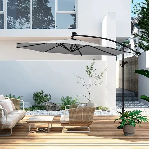 3M GARDEN OCTAGON CANTILEVER PARASOL UMBRELLA WITH LED (1BOX)