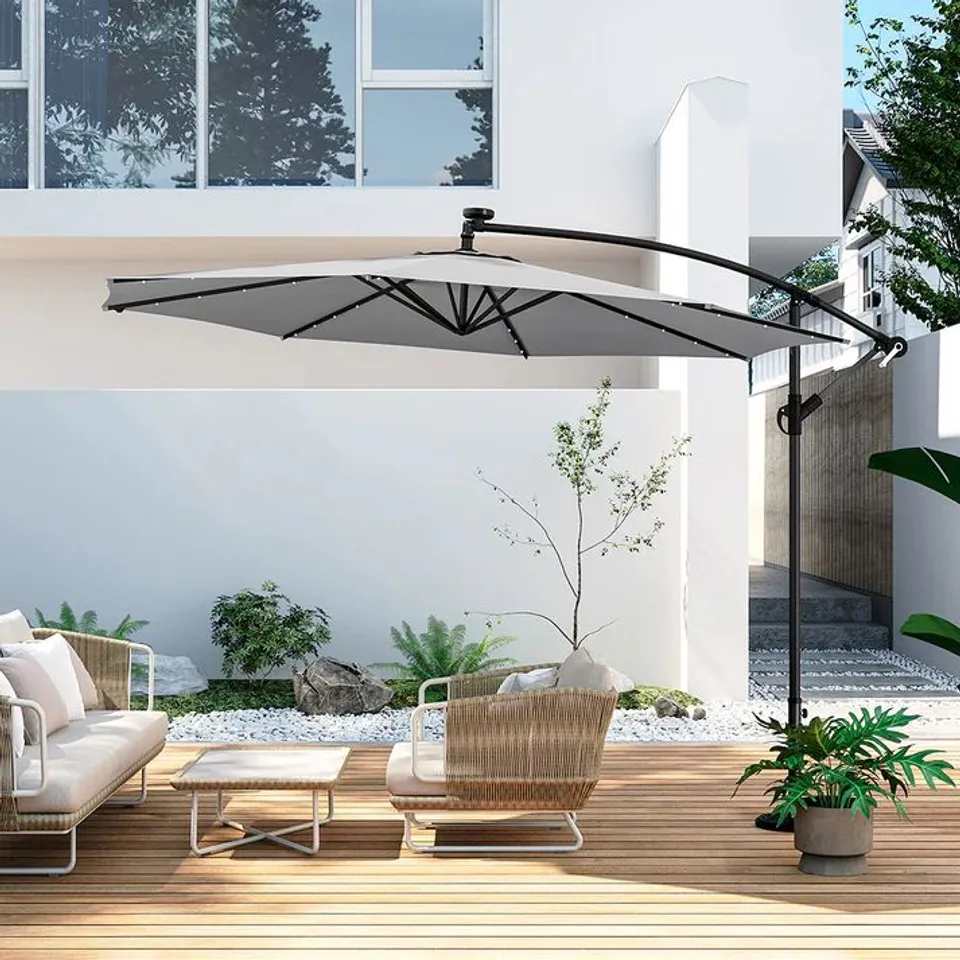 3M GARDEN OCTAGON CANTILEVER PARASOL UMBRELLA WITH LED (1BOX)