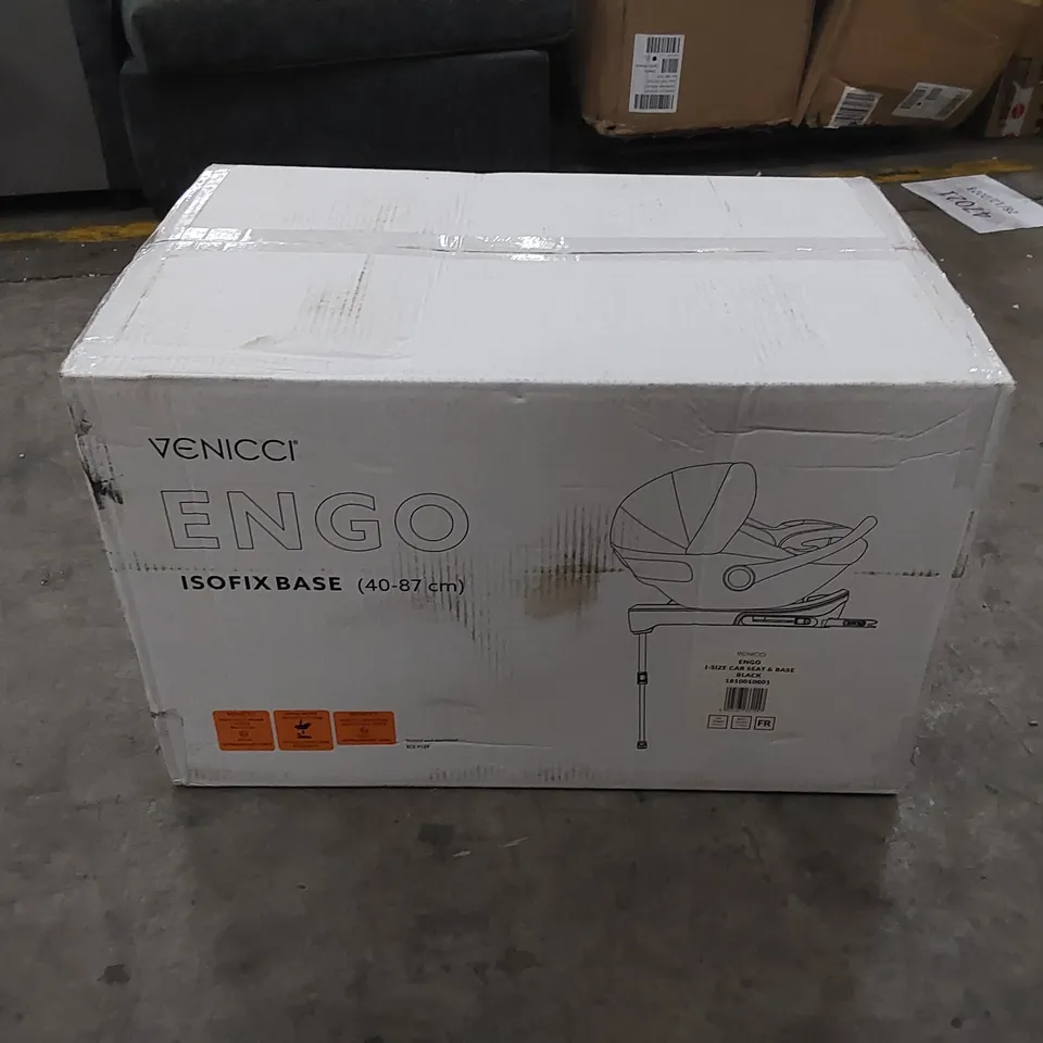 BOXED VENICCI ENGO I-SIZE CAR SEAT AND BASE BLACK 