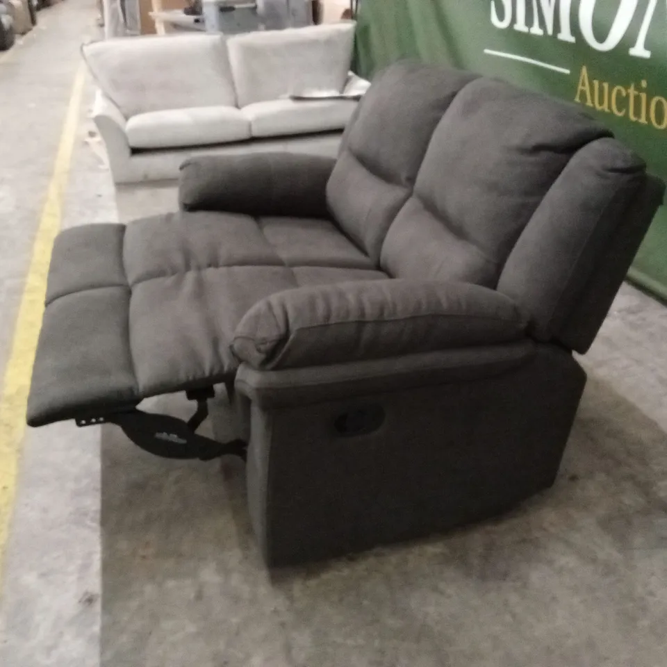 ALBION FABRIC 2 SEATER HIGH BACK MANUAL RECLINER SOFA - CHARCOAL RRP £579