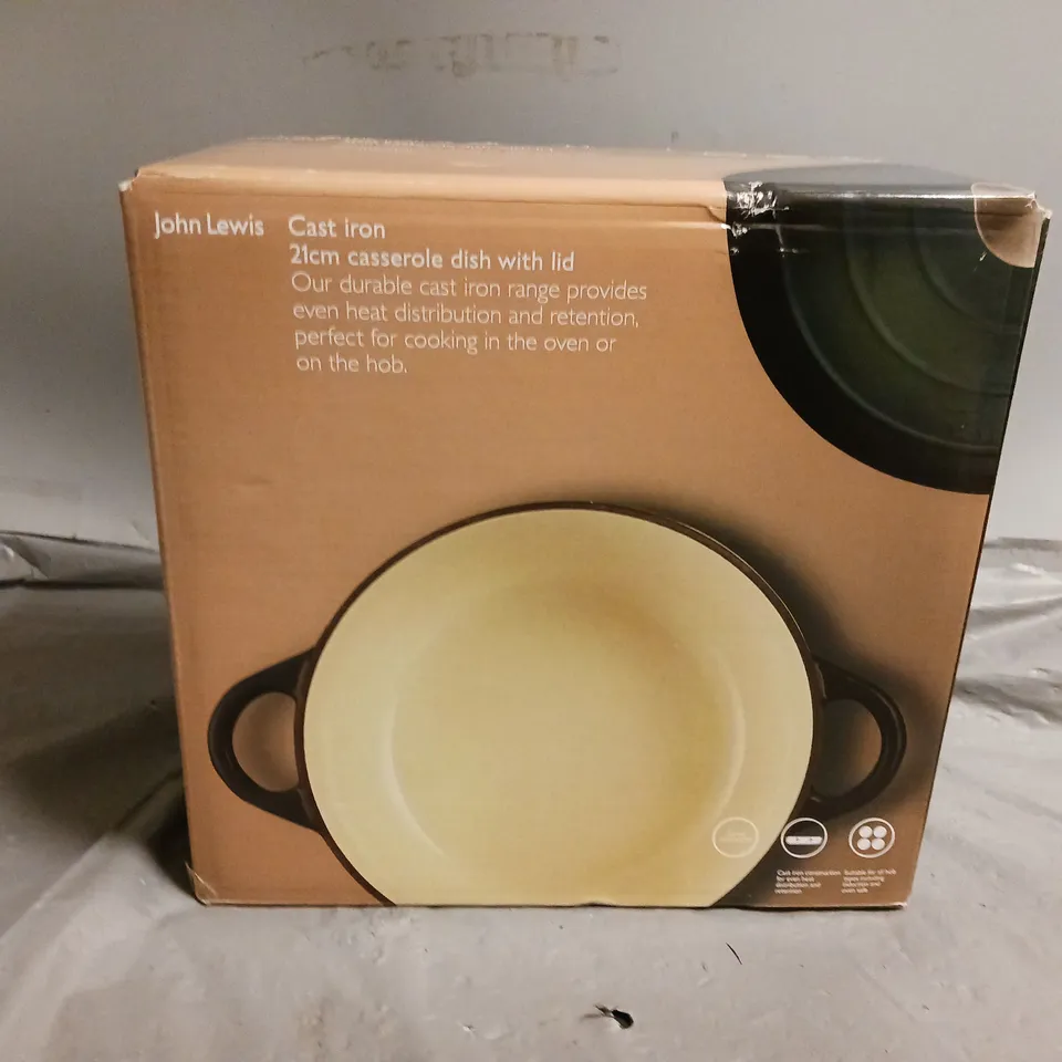 SEALED JOHN LEWIS CAST IRON 21CM CASSEROLE DISH 