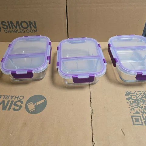 SET OF 3 GLASS FOOD STORAGE CONTAINERS