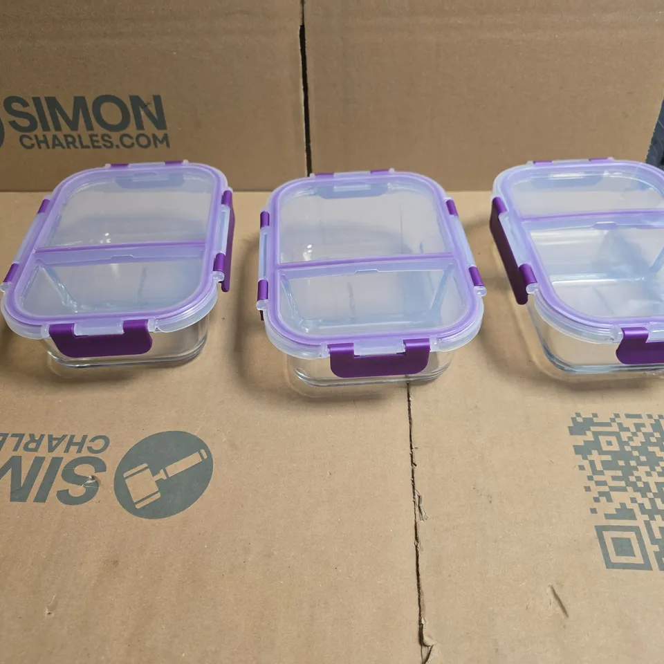 SET OF 3 GLASS FOOD STORAGE CONTAINERS 