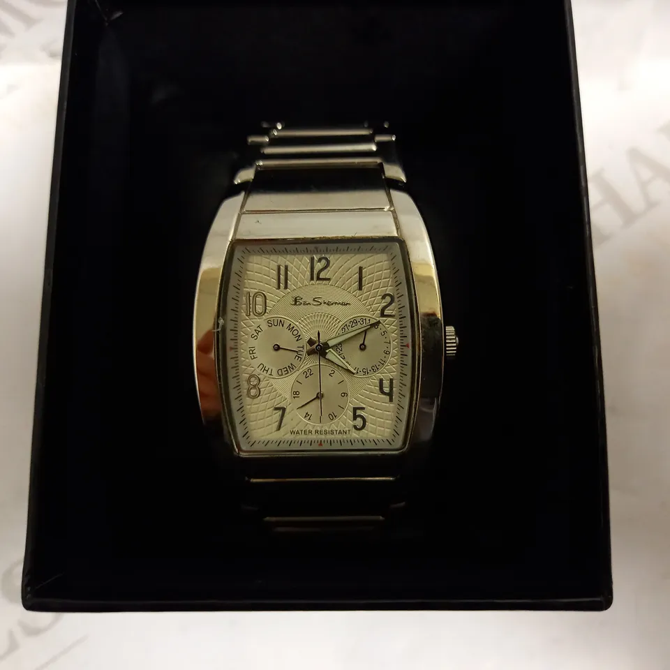 BOXED BEN SHERMAN SILVER EFFECT WRIST WATCH 