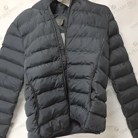 FRENCH CONNECTION PADDED BLACK COAT - MEDIUM