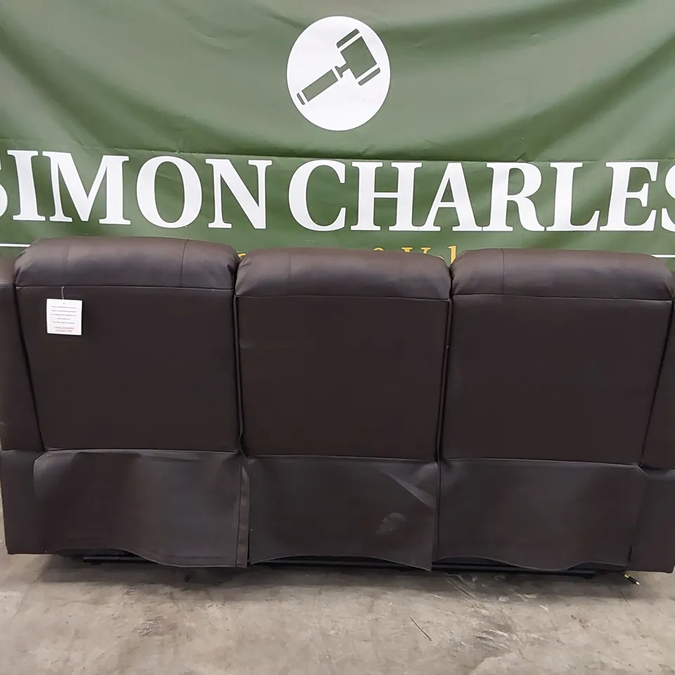 DESIGNER BROWN LEATHER ELECTRIC 3-SEATER RECLINING SOFA 