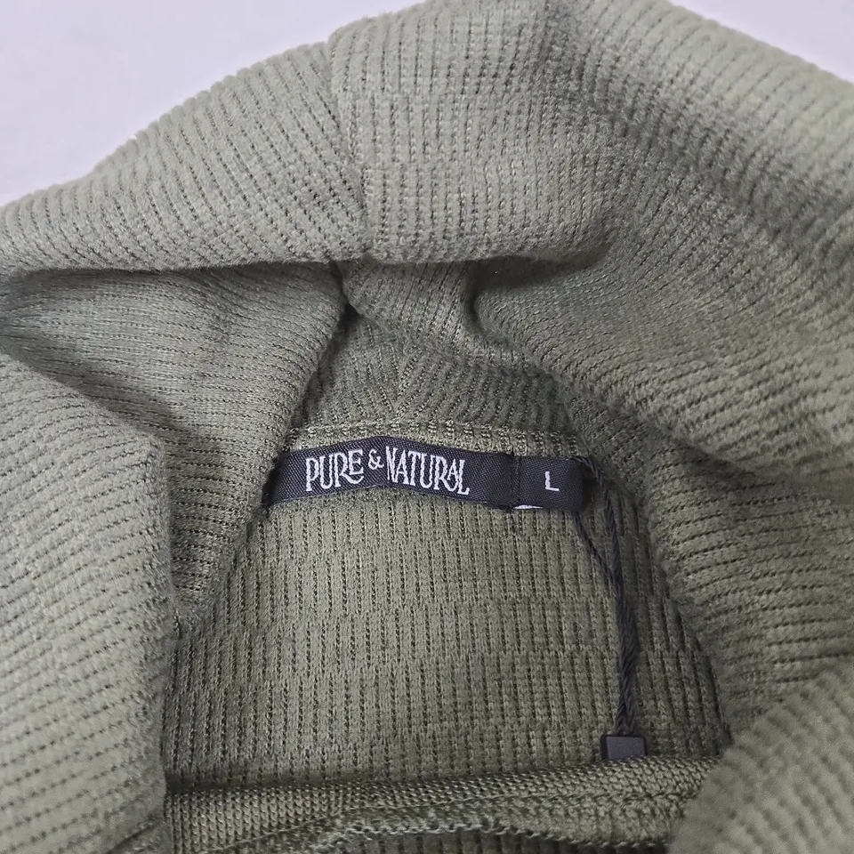PURE & NATURAL LADIES COWL NECK JUMPER – KHAKI, SIZE L