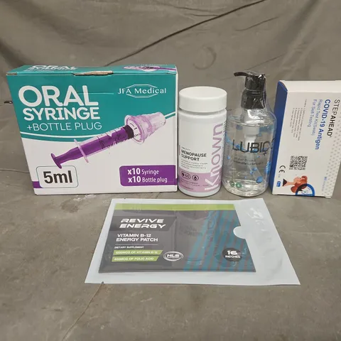TOTE OF APPROXIMATELY 20 ASSORTED HEALTHCARE PRODUCTS TO INCLUDE COVID SELF TESTS - LUBIDO INTIMATE LUBRICANT AND MENOPAUSE SUPPORT SUPPLEMENTS