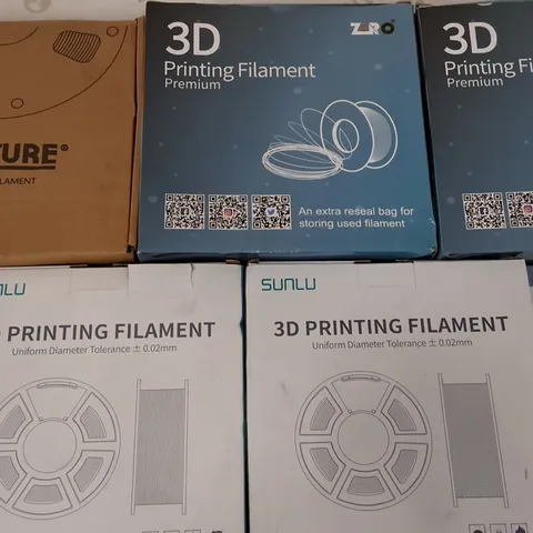 LOT OF 5 ASSORTED 1KG 3D PRINTING FILAMENTS - VARIOUS COLOURS