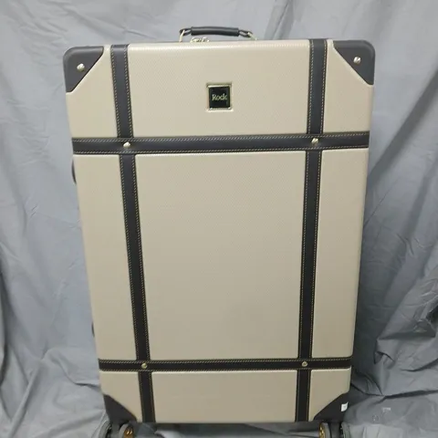 ROCK LUGGAGE VINTAGE HARD-SHELL SUITCASE – LARGE, BEIGE WITH BLACK TRIM