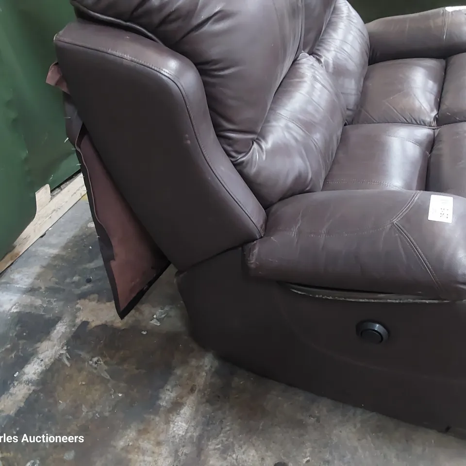 POWER RECLINING TWO SEATER SOFA LIGHT BROWN LEATHER