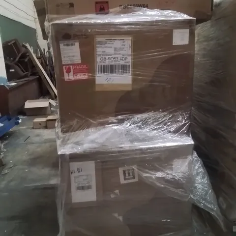 PALLET OF ASSORTED HOUSEHOLD GOODS AND PRODUCTS TO INCLUDE;BATHROOM CABINET,TRASH CAN,FLOATING SHELVES 