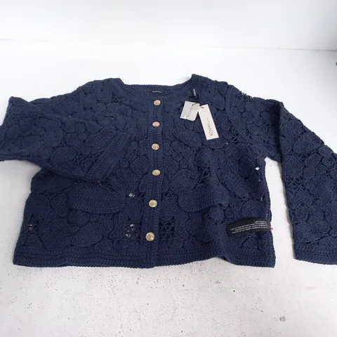 ROMAN CROCHET KNIT JACKET IN NAVY - M