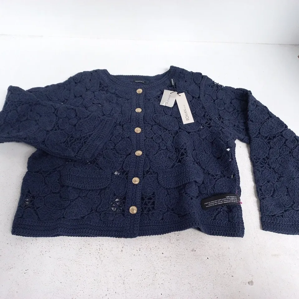 ROMAN CROCHET KNIT JACKET IN NAVY - M