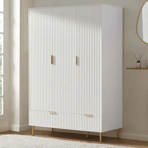 BOXED DUSK EVIE 3 DOOR WARDROBE WITH DRAWERS - WARM WHITE (2 BOXES)