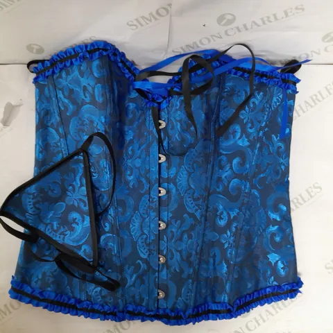 YUMMY BEE CORSET SET IN BRIGHT BLUE SIZE XL