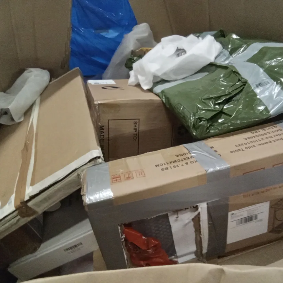 PALLET OF ASSORTED ITEMS INCLUDING AIR COOLER, KITCHEN FAUCET, CYBEX GOLD ATON M BABY CAR SEAT, LED MONITOR, SIDE TABLE