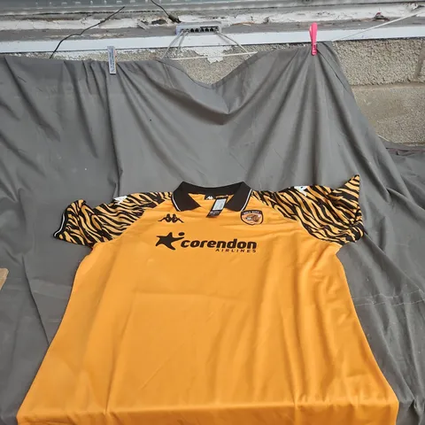 HULL CITY AFC HOME SHIRT 3XL (KAPPA) – CORENDON AIRLINES SPONSOR, ORANGE WITH BLACK SLEEVES