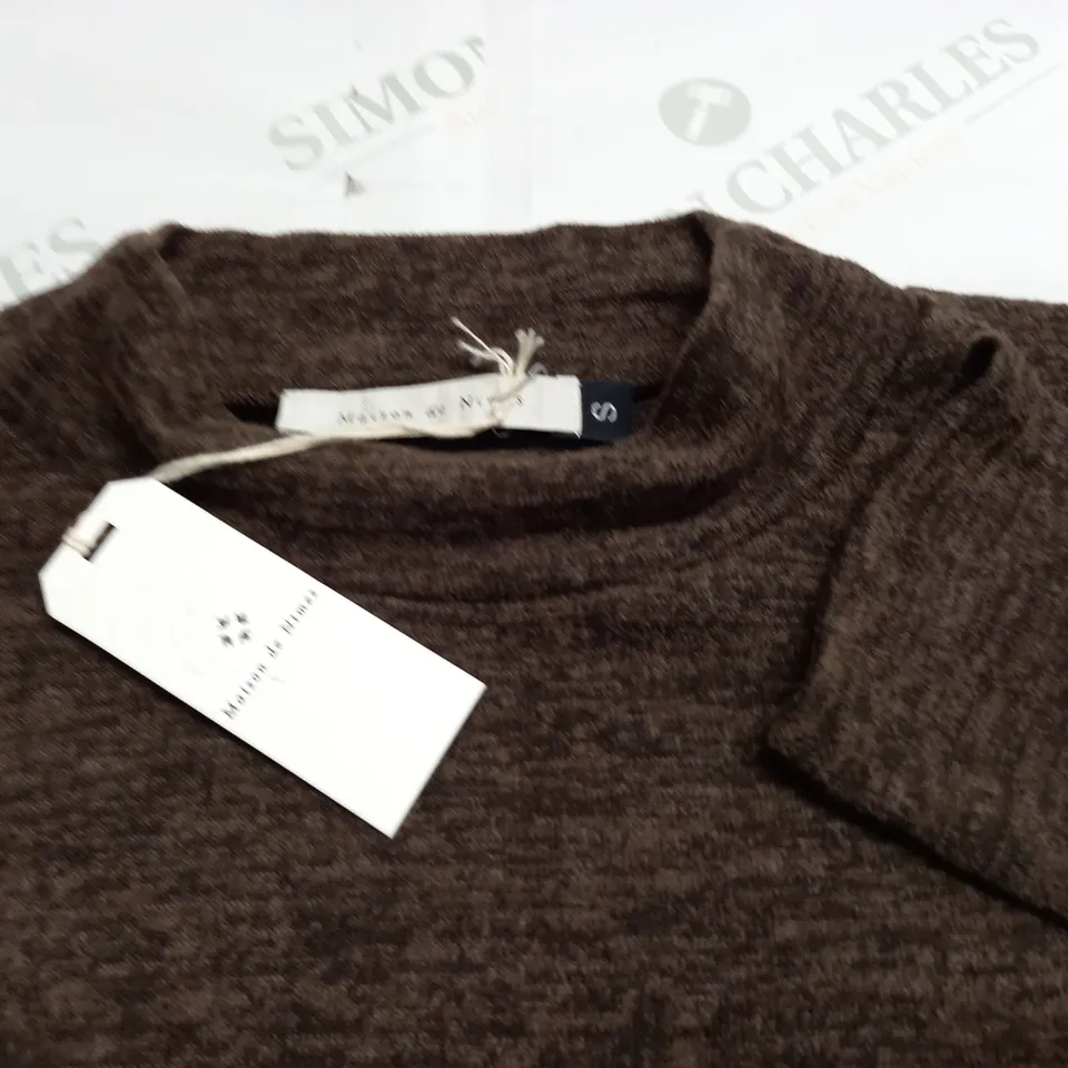 MAISON DE NIMES BROWN HIGH CREW JUMPER - S