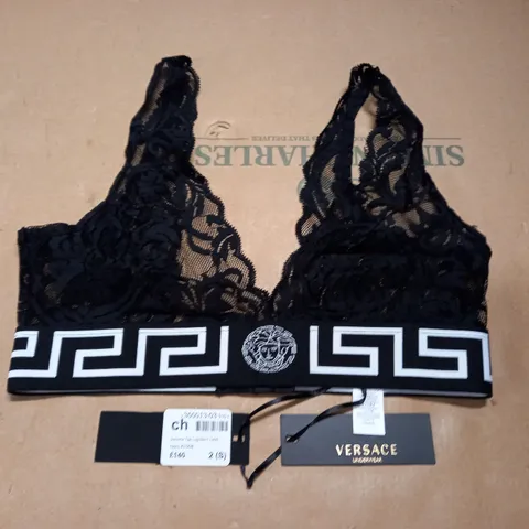 VERSACE TAPE LOG BIKINI TOP IN BLACK - 2 (S)