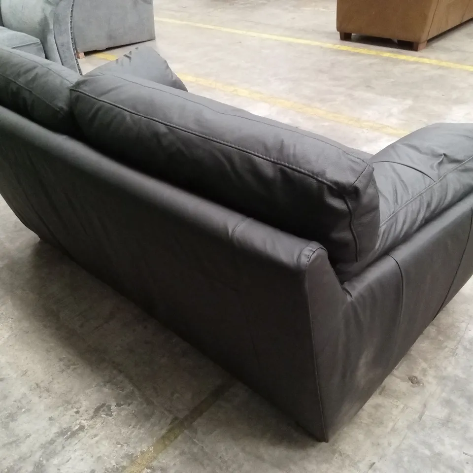 MONTREAL REAL LEATHER/FAUX LEATHER 2 SEATER SOFA - BLACK RRP £699