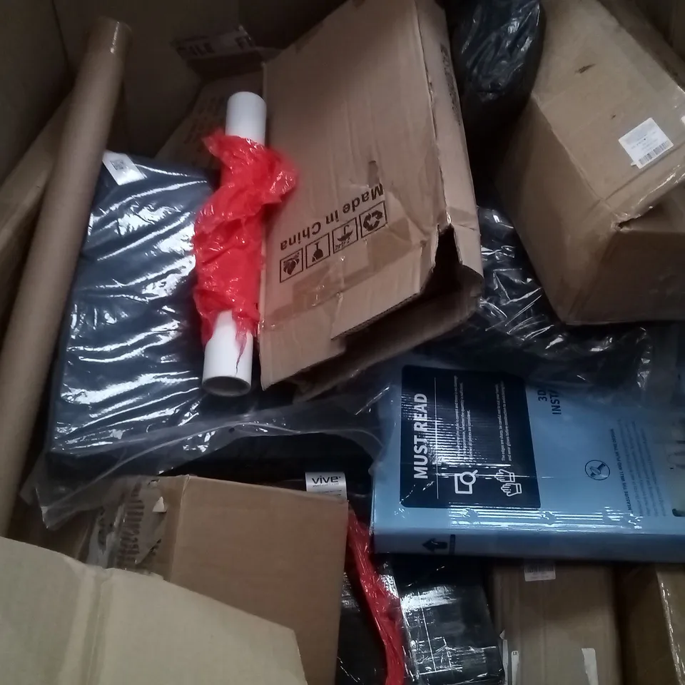 PALLET OF ASSORTED ITEMS INCLUDING OLARHIKE DOUBLE HIGH AIR MATTRESS, WEIGHTED BLANKET, AIR FRYER, TOILET SEAT, GIVE SEAT CUSHION, PVC 3D WALL PANEL