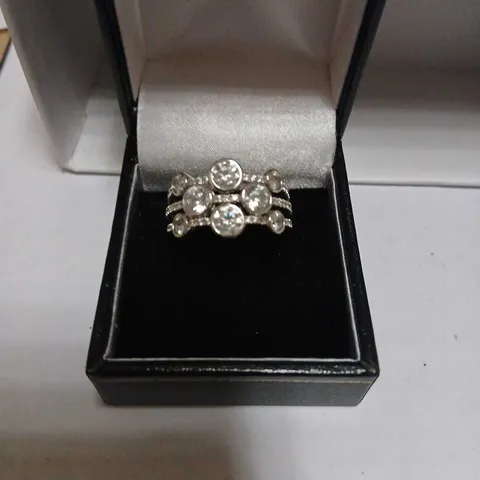 DIAMONIQUE 2CT TW BUBBLE BAND RING STERLING SILVER 