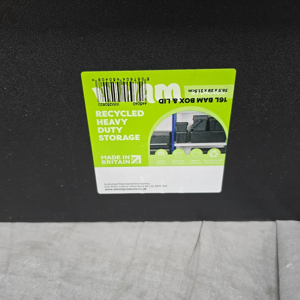 16L BLACK STORAGE BOX WITH LID – RECYCLED HEAVY DUTY