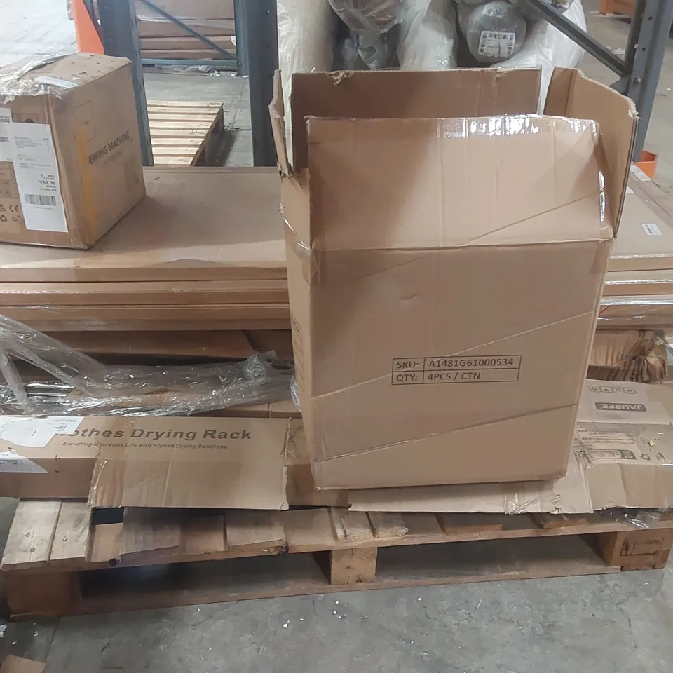 PALLET CONTAINING ASSORTED ITEMS INCLUDING: FULL LENGTH MIRRORS, CLOTHES DRYING RACKS ECT