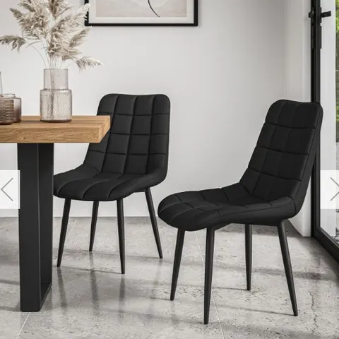 BOXED SET OF 2 MODERN DINING CHAIRS WITH METAL LEGS, THICK PADDED SEATS (1 BOX)