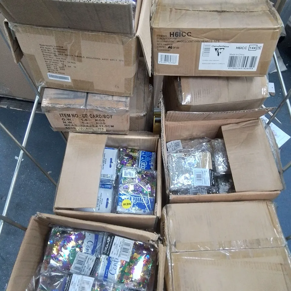 LARGE QUANTITY OF ASSORTED BRAND NEW CONFETTI - APPROX 21 BOX