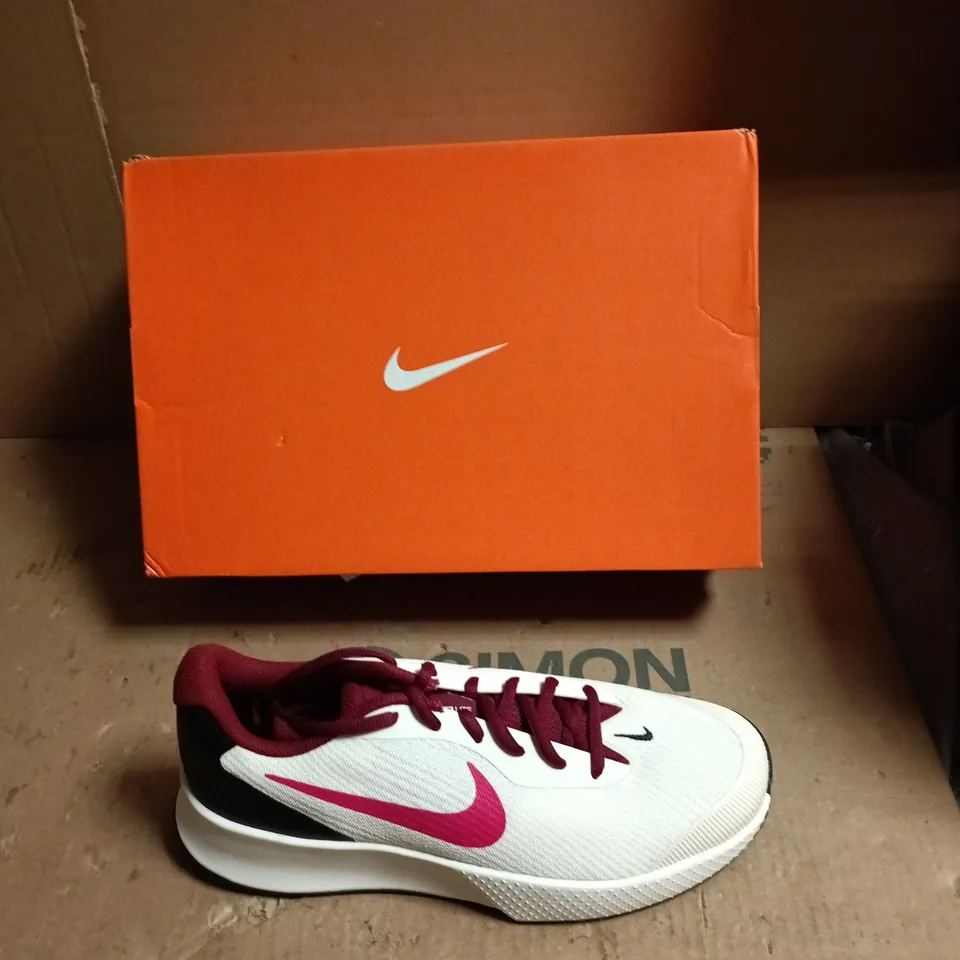 NIKE RUNNING SHOES – WHITE WITH PINK SWOOSH - UK SIZE 7.5 