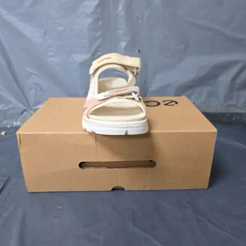 ECCO VELCRO FASTENING SANDALS - BEIGE - SIZE 6.5-7