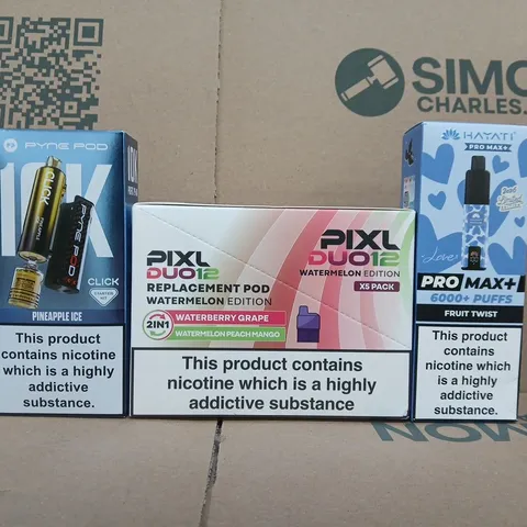 APPROXIAMTELY 15 ASSORTED VAPING PRODUCTS TO INCLUDE HAYATI, PYNE POD, ETC - COLLECTION ONLY