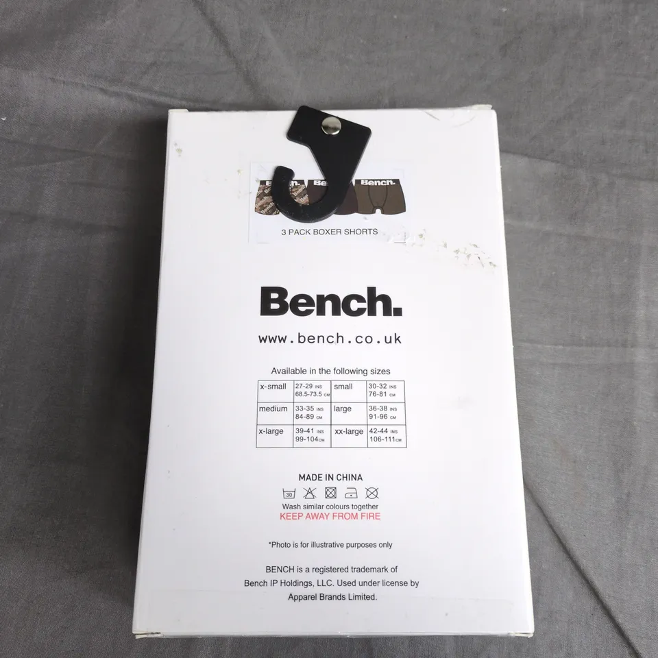 BENCH. BOXER SHORTS 3 PACK – ASSORTED (MEN'S) UK L
