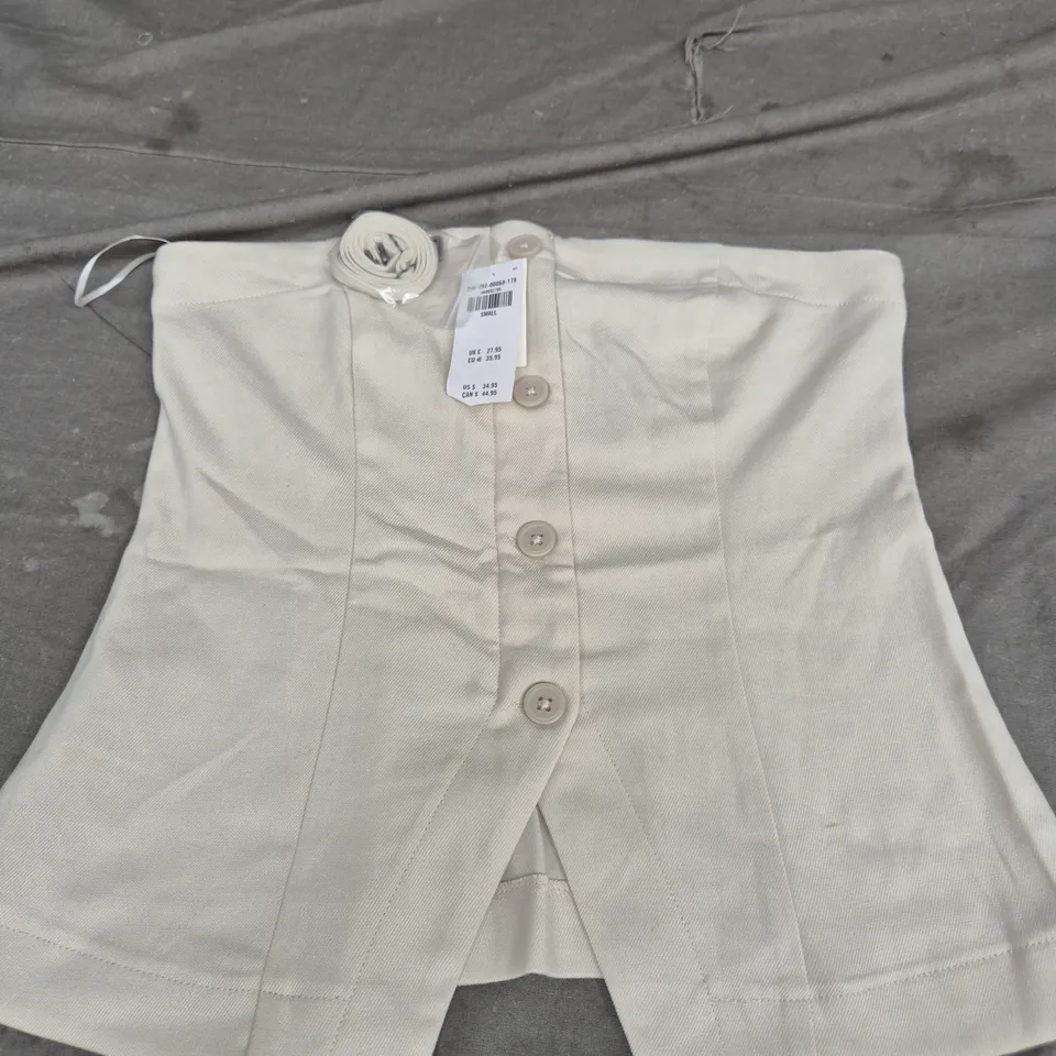 HOLLISTER BUTTON DETAIL TOP WITH REMOVABLE STRAPS - CREAM - SIZE SMALL
