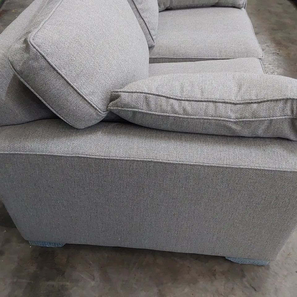 QUALITY BRITISH MADE LOUNGE Co TWO SEATER SOFA WITH BOLSTER CUSHIONS GREY FABRIC 