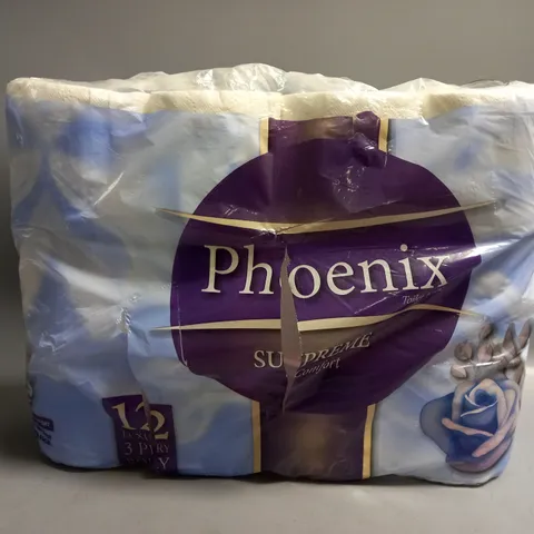 5 X 12 ROLLS OF PHOENIX SUPREME COMFORT 3 PLY TOILET TISSUE