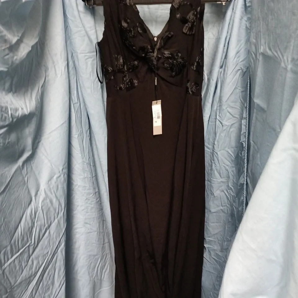 ROMAN BLACK EMBROIDERED MAXI DRESS – UK SIZE 14