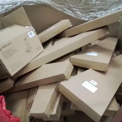 PALLET CONTAINING VARIOUS ASSORTED ITEMS TO INCLUDE,  HAIR AND FACE STEAMER, SLOW JUICER, SEVERAL 3 PCS GARDEN SHEER SETS ECT.