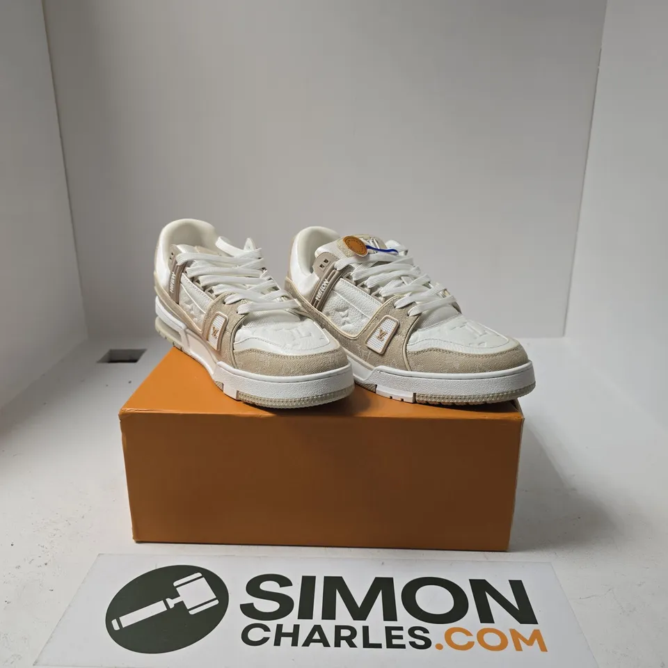BOXED PAIR OF LOUIS VUITTON TRAINER SNEAKERS SIZE 11