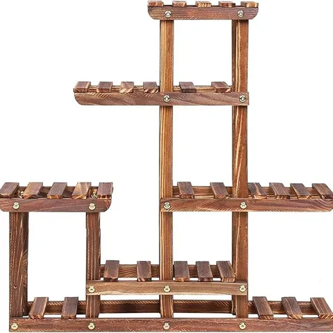 BOXED FLOWER STAND MULTI-TIERED PLANT STAND 6 TIERS - WOOD (1 BOX)