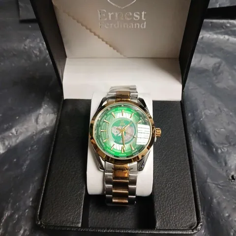 MENS ERNEST FERDINAND WATCH – GLOBAL DIAL – STAINLESS STEEL STRAP – 3ATM WATER RESISTANT - GIFT BOX