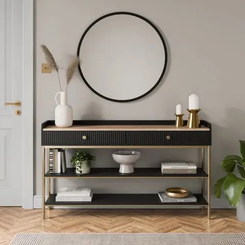 BOXED GEORGI EXTRA WIDE CONSOLE TABLE - BLACK (3 BOXES)