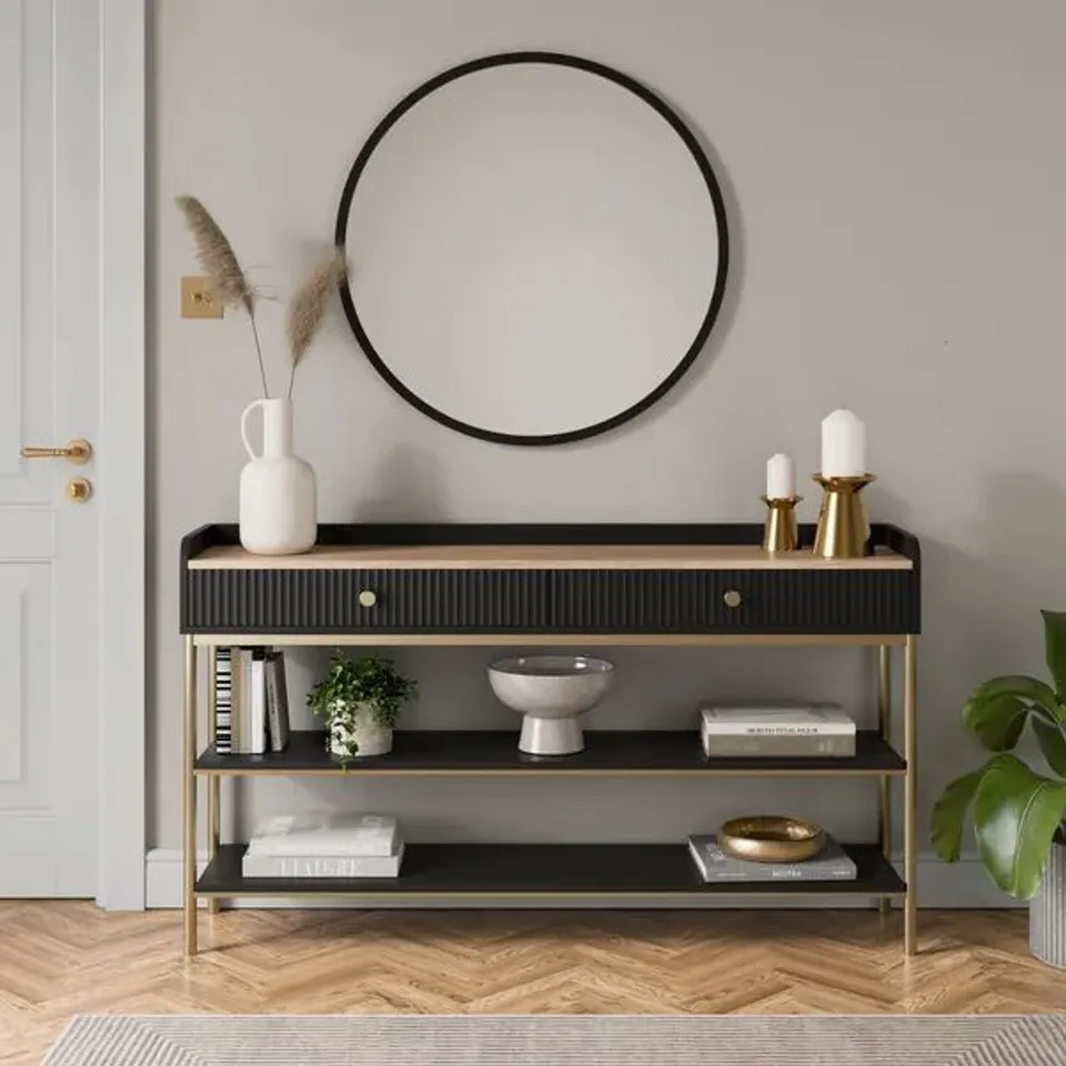 BOXED GEORGI EXTRA WIDE CONSOLE TABLE - BLACK (3 BOXES)