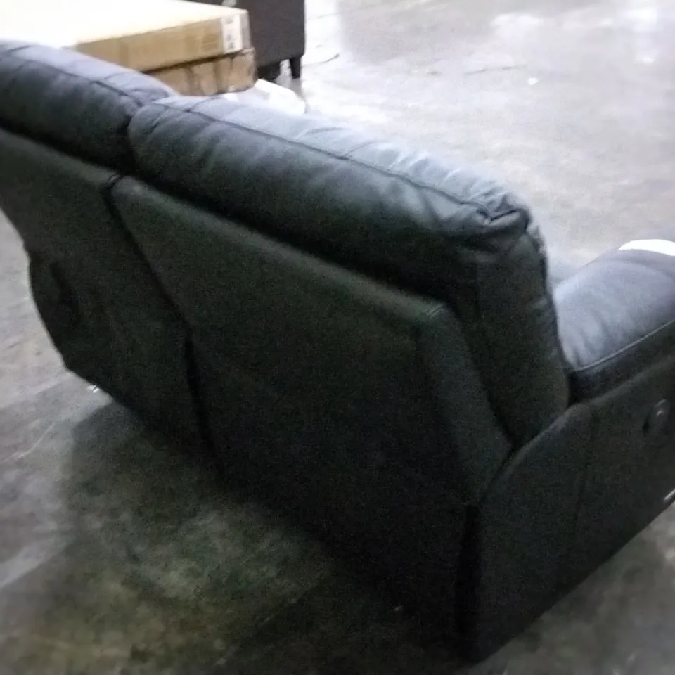 DESIGNER BLACK FAUX LEATHER RECLINING TWO SEATER SOFA