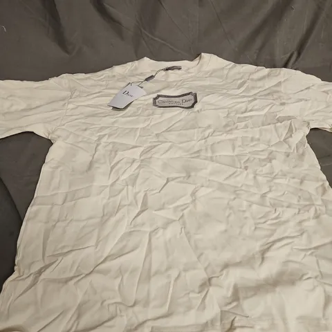 Christian Dior Couture White Cotton Crew-Neck Top, Size M