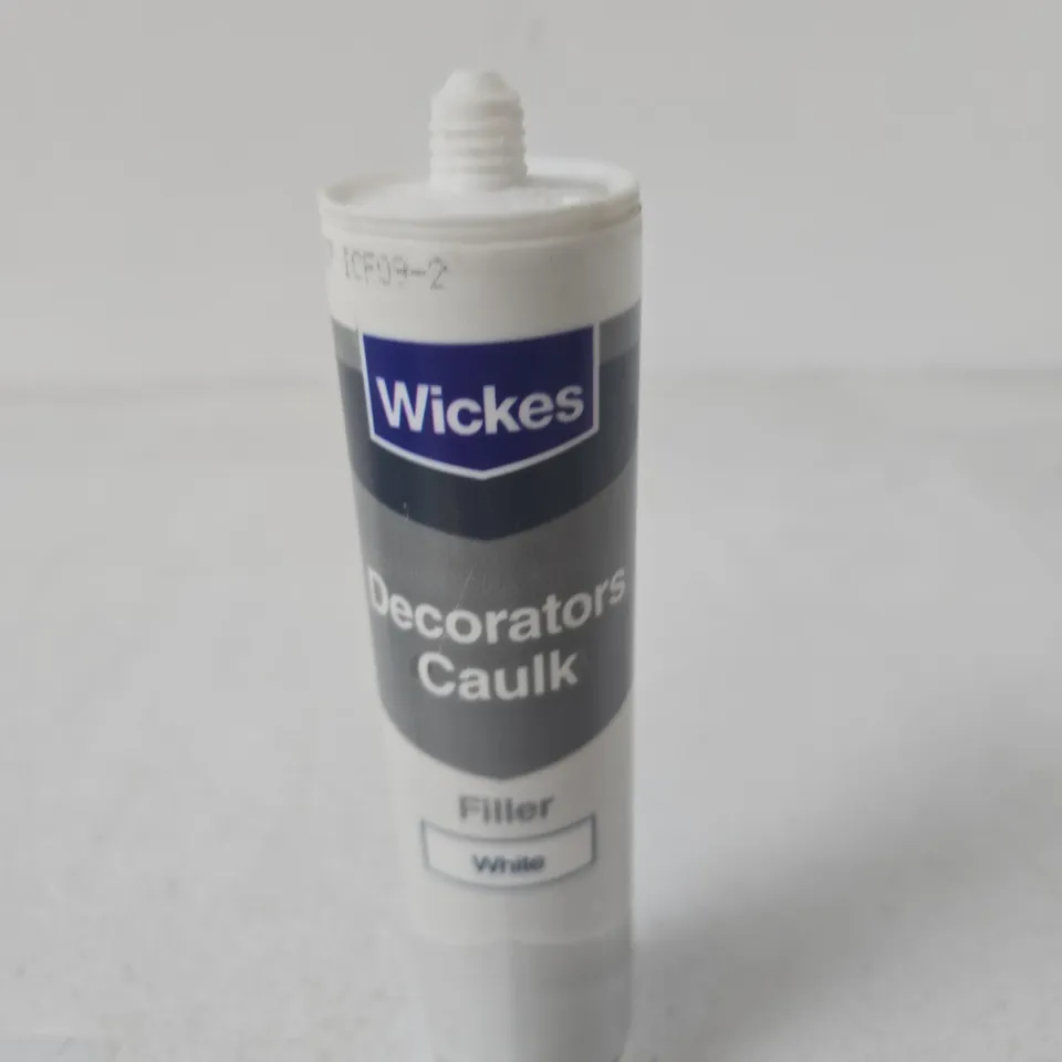 BOX OF APPROXIMATELY 15 ASSORTED HOUSEHOLD ITEMS INCLUDING WICKES DECORATORS CAULK AND BALL BEARING HINGE