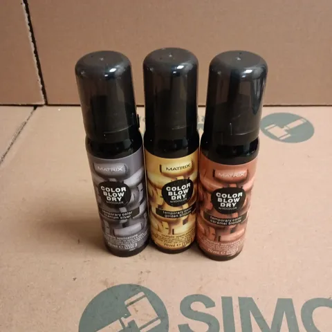 APPROXIMATELY 22 X ASSORTED MATRIX COLOR BLOW DRY HAIR CARE PRODUCTS TO INCLUDE CARAMEL BLONDE, GOLDEN BLONDE ETC