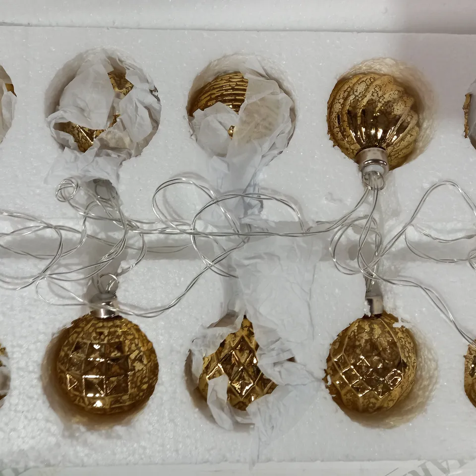 ALISON CORK MERCURY GLASS SET OF 10 BAUBLE LIGHT STRAND